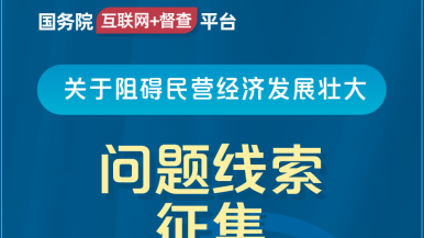 高请AV无码加勒国务院“互联网+督查”平台公开征集阻碍民营经济发展壮大问题线索